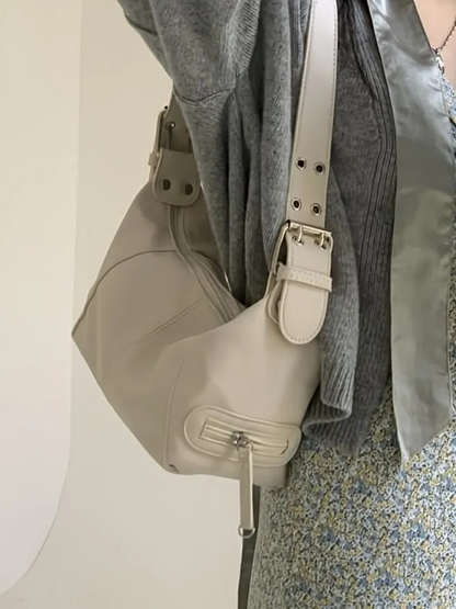 Lauren Ladies Y2K Leather Shoulder Bag | Handbag | Shopper White-Elly Rose