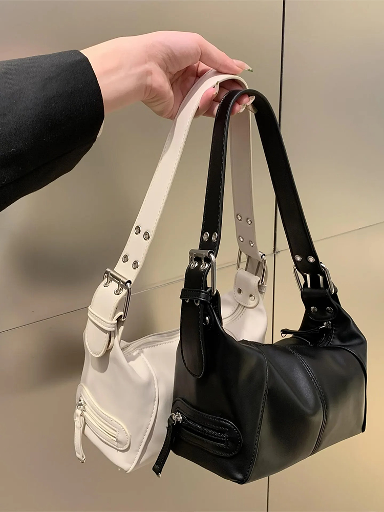 Lauren Ladies Y2K Leather Shoulder Bag | Handbag | Shopper Black-Elly Rose