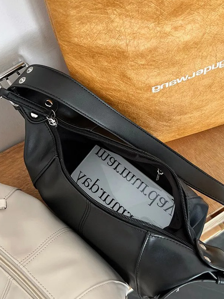 Lauren Ladies Y2K Leather Shoulder Bag | Handbag | Shopper Black-Elly Rose