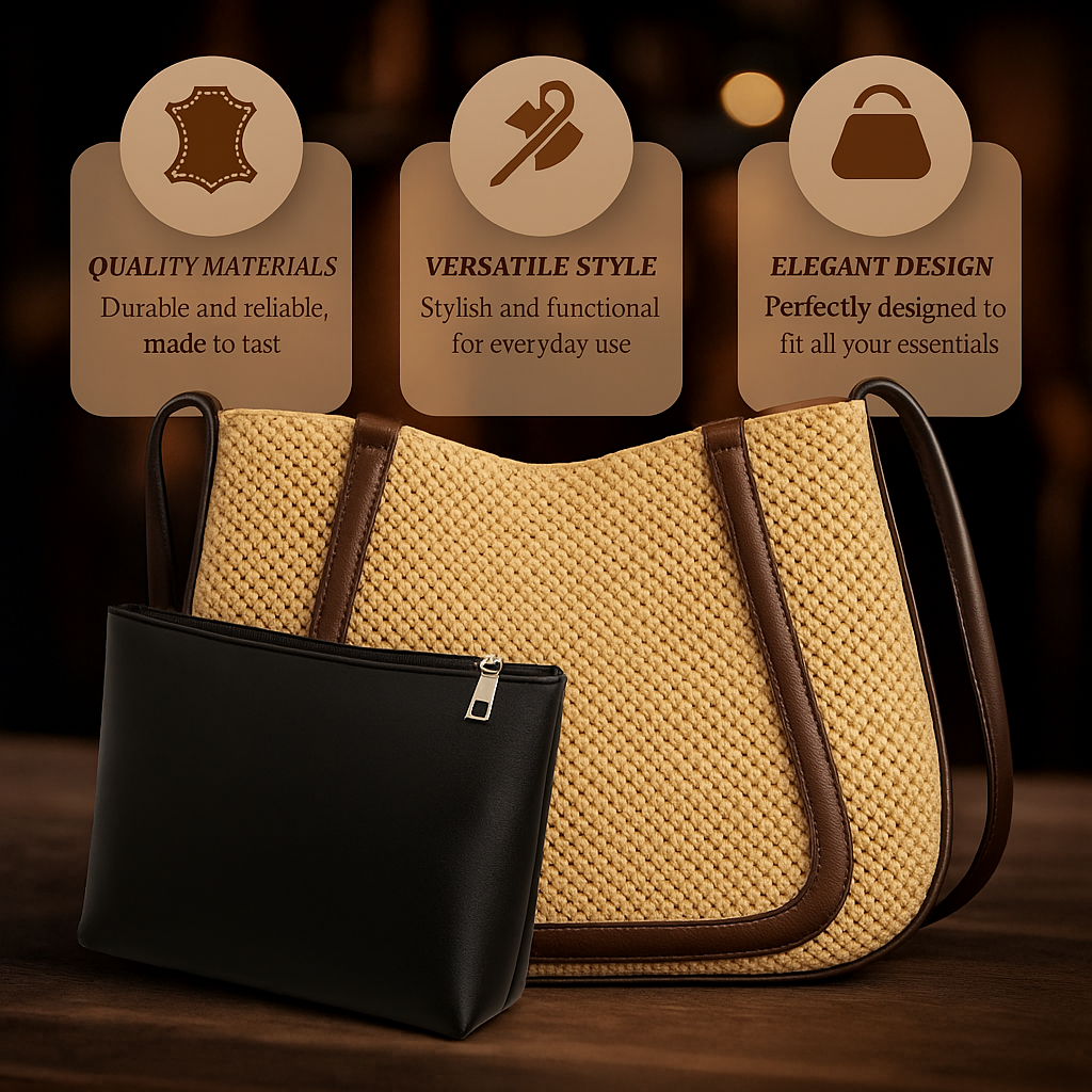 Lexi's Large Capacity Leather Wicker Bag