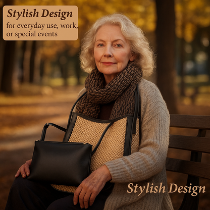 Lexi's Large Capacity Leather Wicker Bag