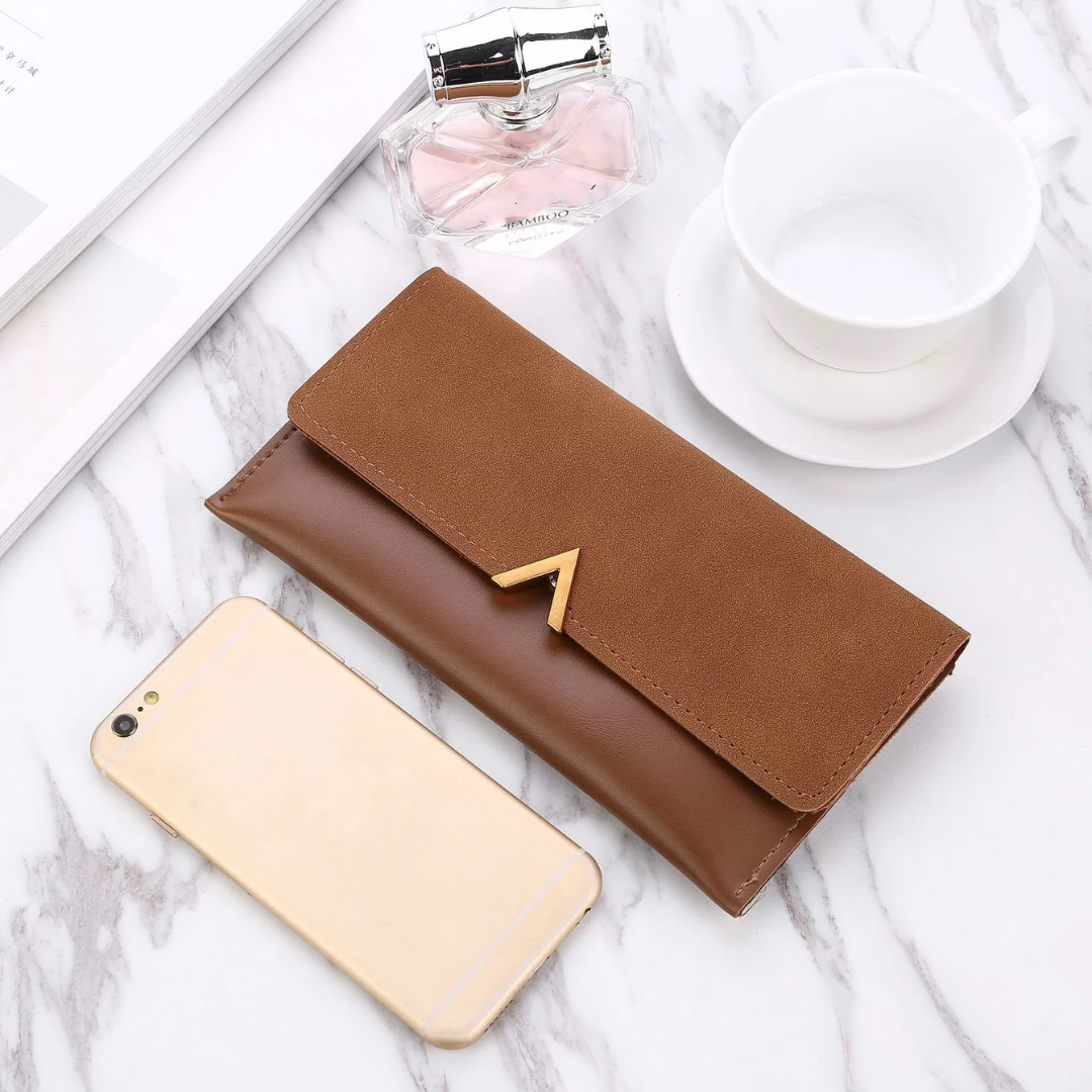Suede leather wallet | Large and modern-Elly Rose