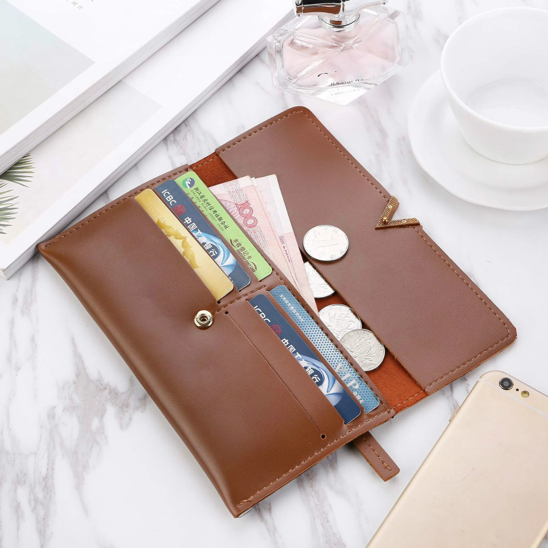 Suede leather wallet | Large and modern-Elly Rose