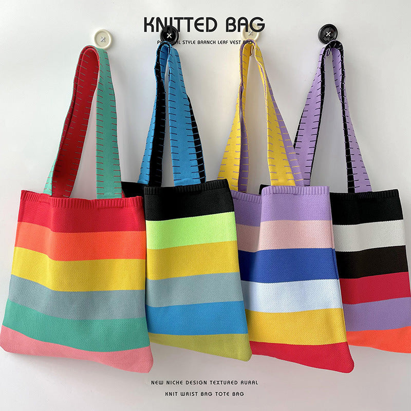 Grand Knit Tote Bag - Stripes Colors-Elly Rose