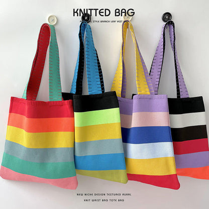 Grand Knit Tote Bag - Stripes Colors-Elly Rose