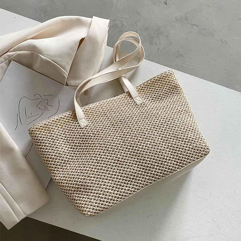 Nera | Elegant straw beach bag-Elly Rose