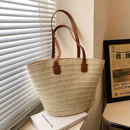 Luxury woven straw tote bag-Elly Rose