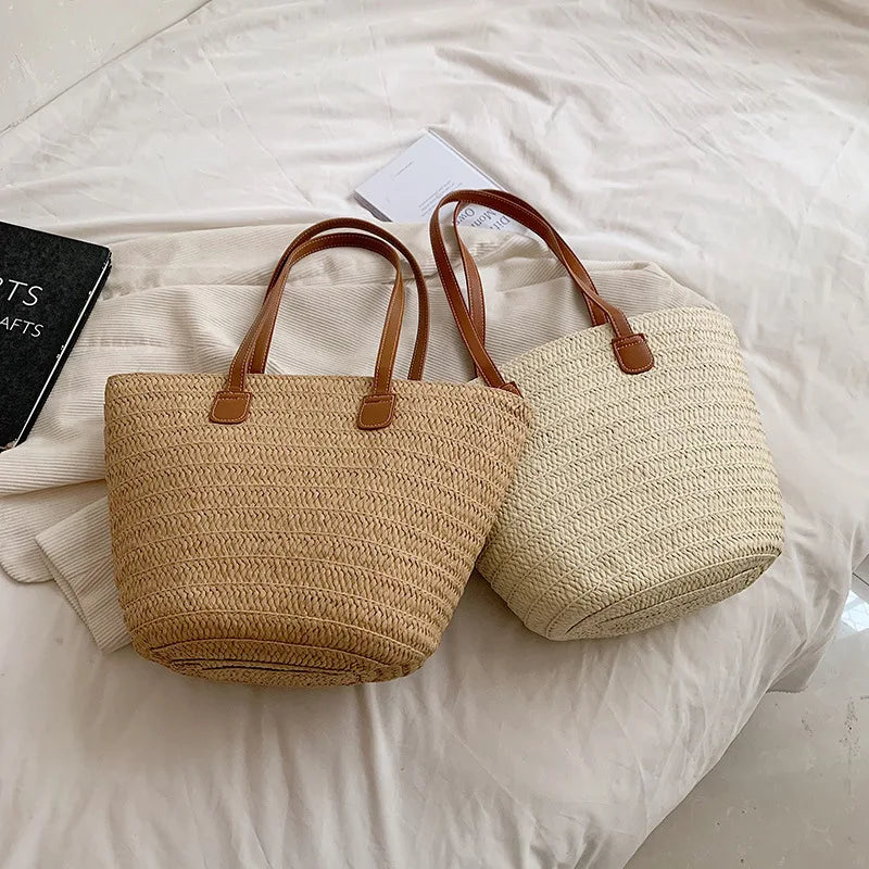 Luxury woven straw tote bag-Elly Rose