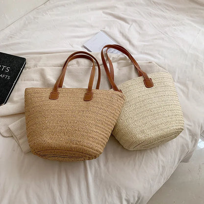 Luxury woven straw tote bag-Elly Rose