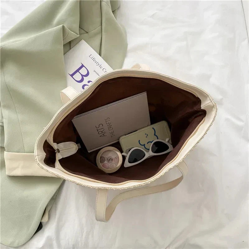 Nera | Elegant straw beach bag-Elly Rose