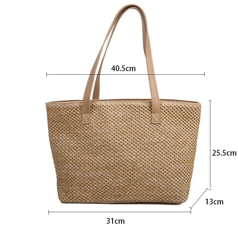 Nera | Elegant straw beach bag-Elly Rose