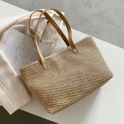 Nera | Elegant straw beach bag-Elly Rose