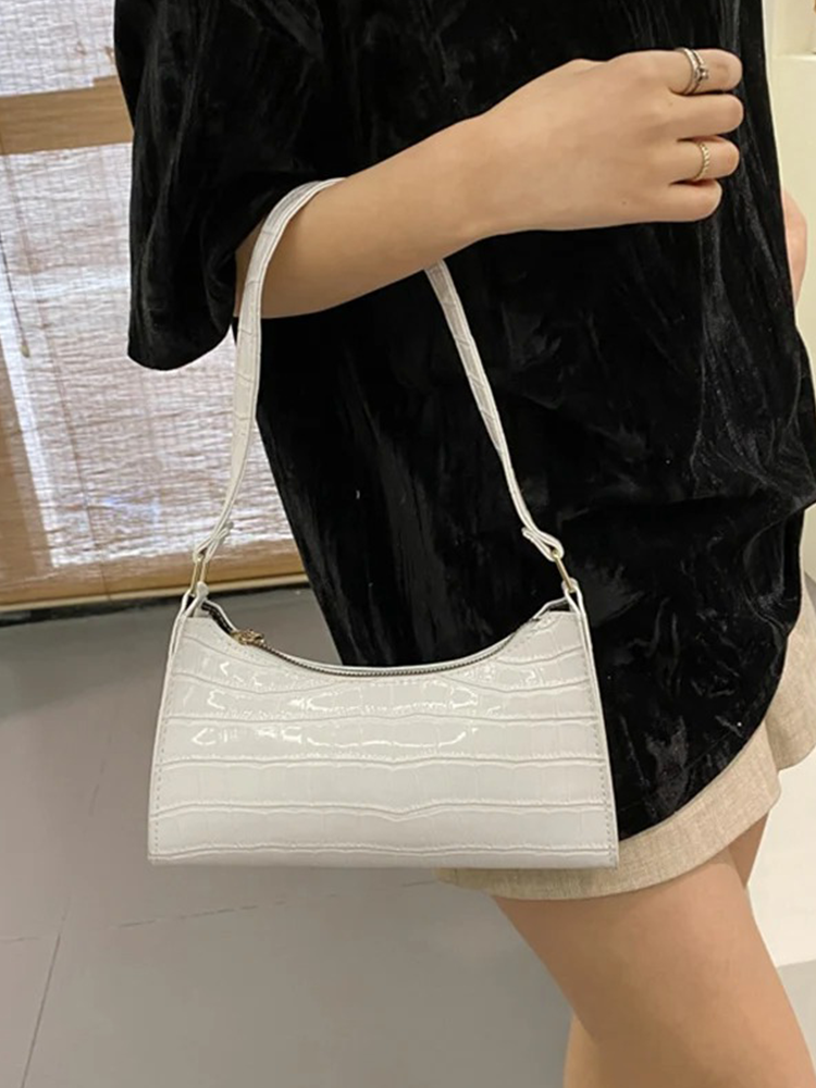 Quincy PU Leather Handbag | Crocodile Leather Shoulder Bag | Fashion Design Bag-Elly Rose