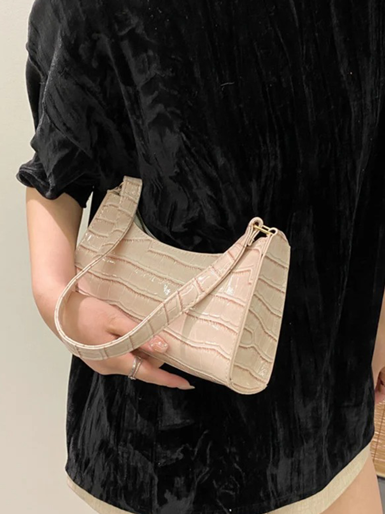 Quincy PU Leather Handbag | Crocodile Leather Shoulder Bag | Fashion Design Bag-Elly Rose