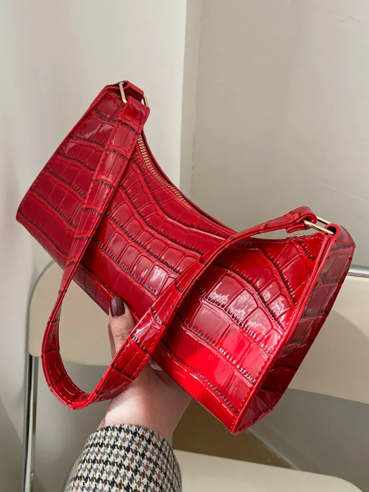 Quincy PU Leather Handbag | Crocodile Leather Shoulder Bag | Fashion Design Bag-Elly Rose