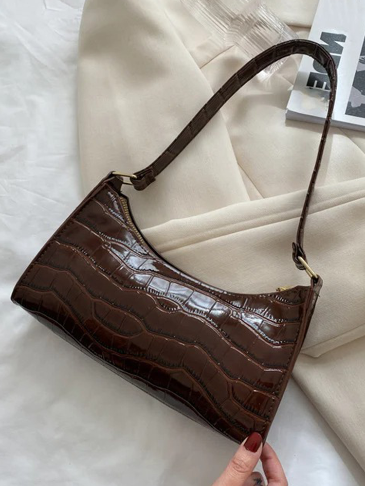 Quincy PU Leather Handbag | Crocodile Leather Shoulder Bag | Fashion Design Bag-Elly Rose