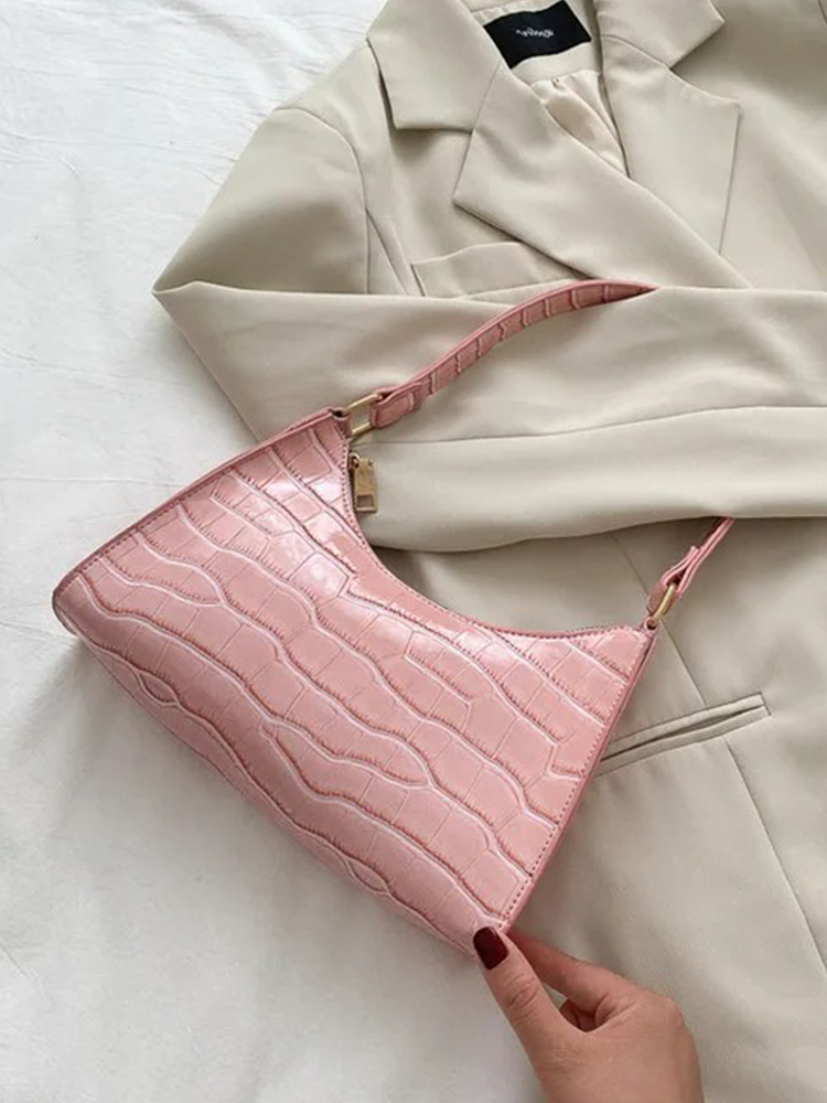 Quincy PU Leather Handbag | Crocodile Leather Shoulder Bag | Fashion Design Bag-Elly Rose