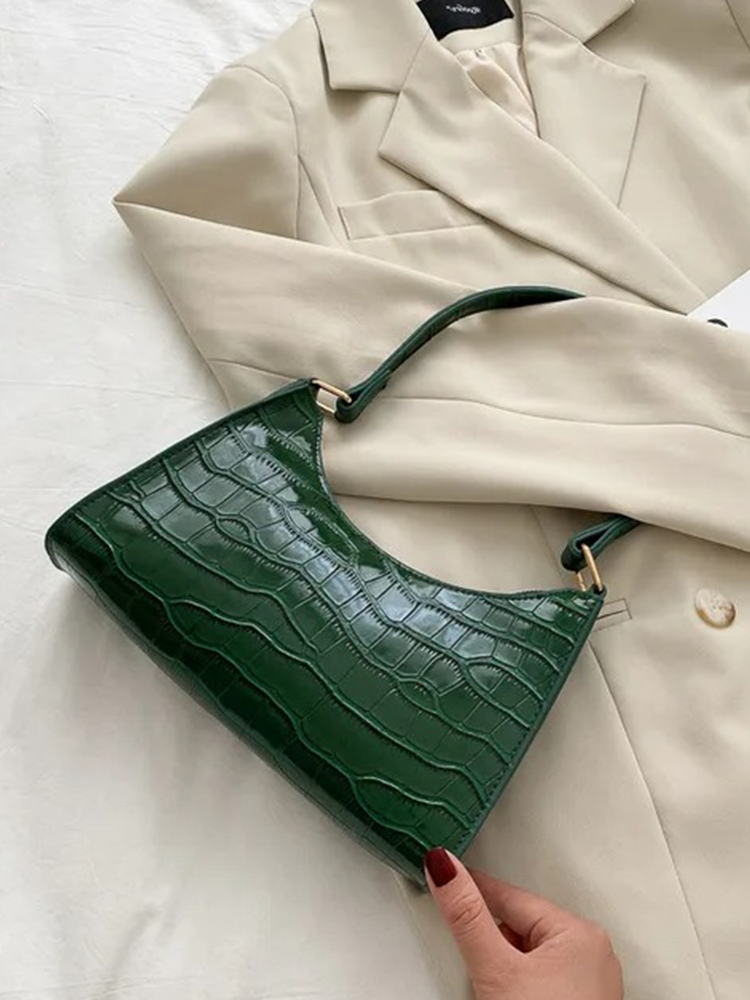 Quincy PU Leather Handbag | Crocodile Leather Shoulder Bag | Fashion Design Bag-Elly Rose