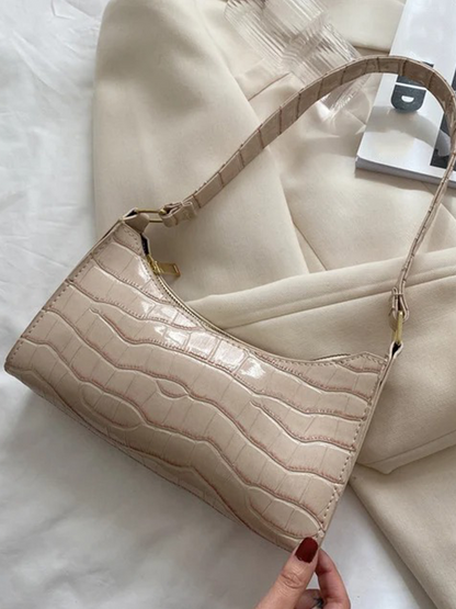 Quincy PU Leather Handbag | Crocodile Leather Shoulder Bag | Fashion Design Bag-Elly Rose