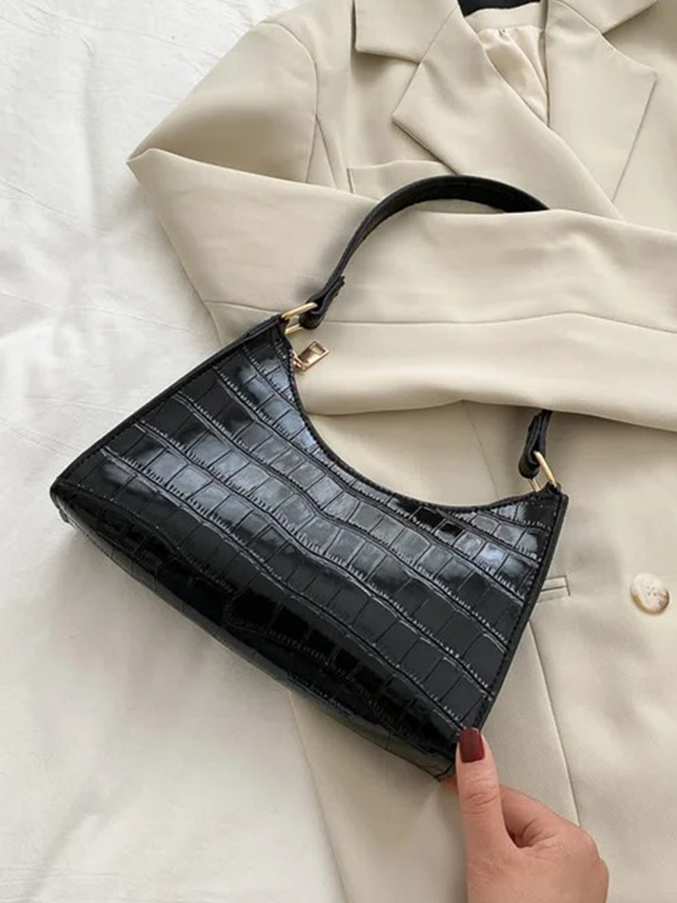 Quincy PU Leather Handbag | Crocodile Leather Shoulder Bag | Fashion Design Bag-Elly Rose