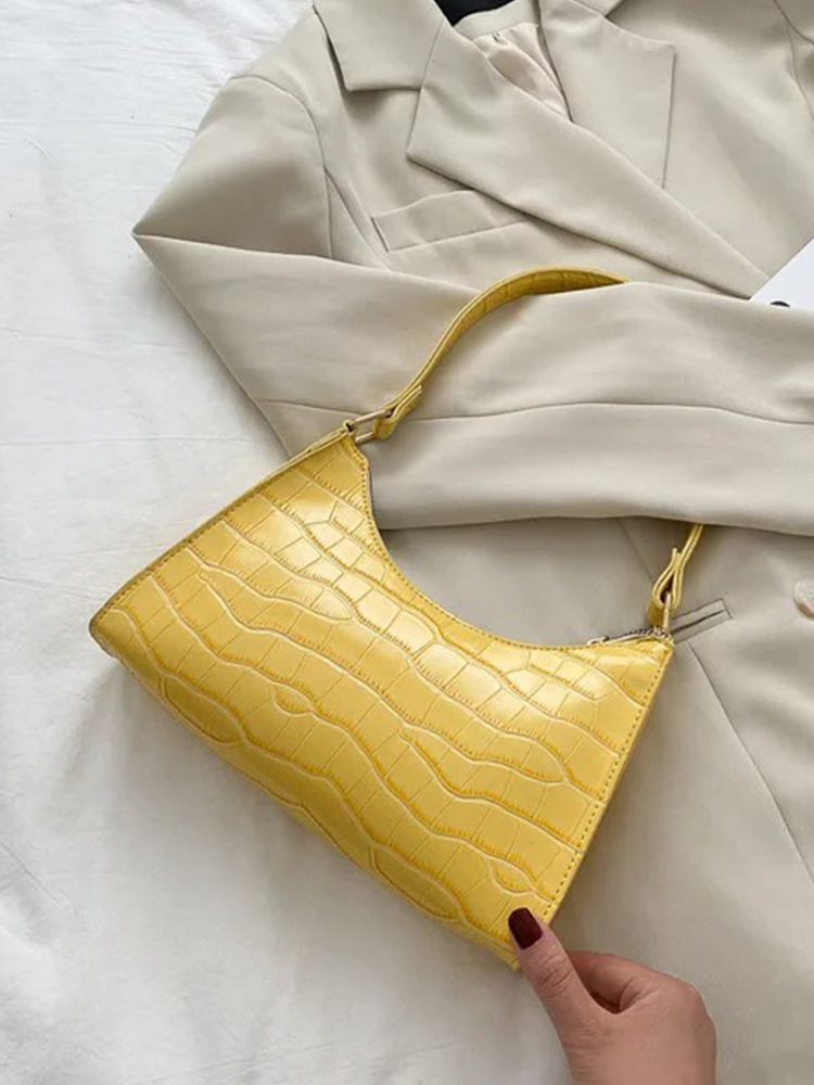 Quincy PU Leather Handbag | Crocodile Leather Shoulder Bag | Fashion Design Bag-Elly Rose