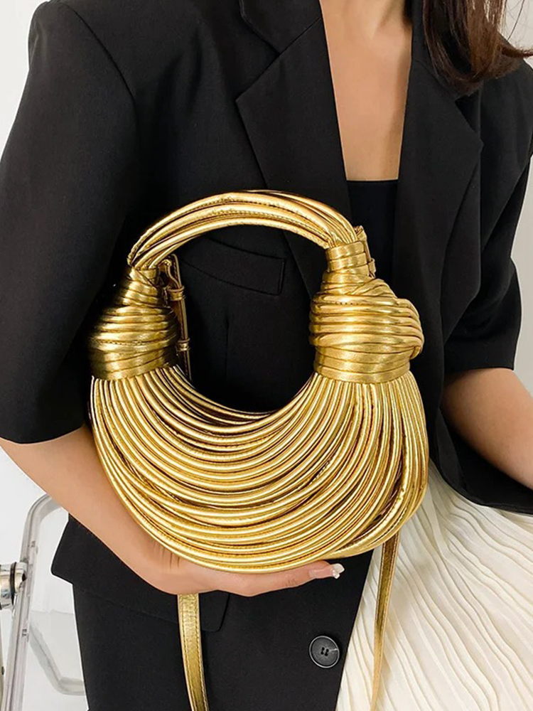 Quinn Gold Design Handbag Ladies | Buttoned Bag Ladies | Shoulder Bag | Clutch Gold-Elly Rose