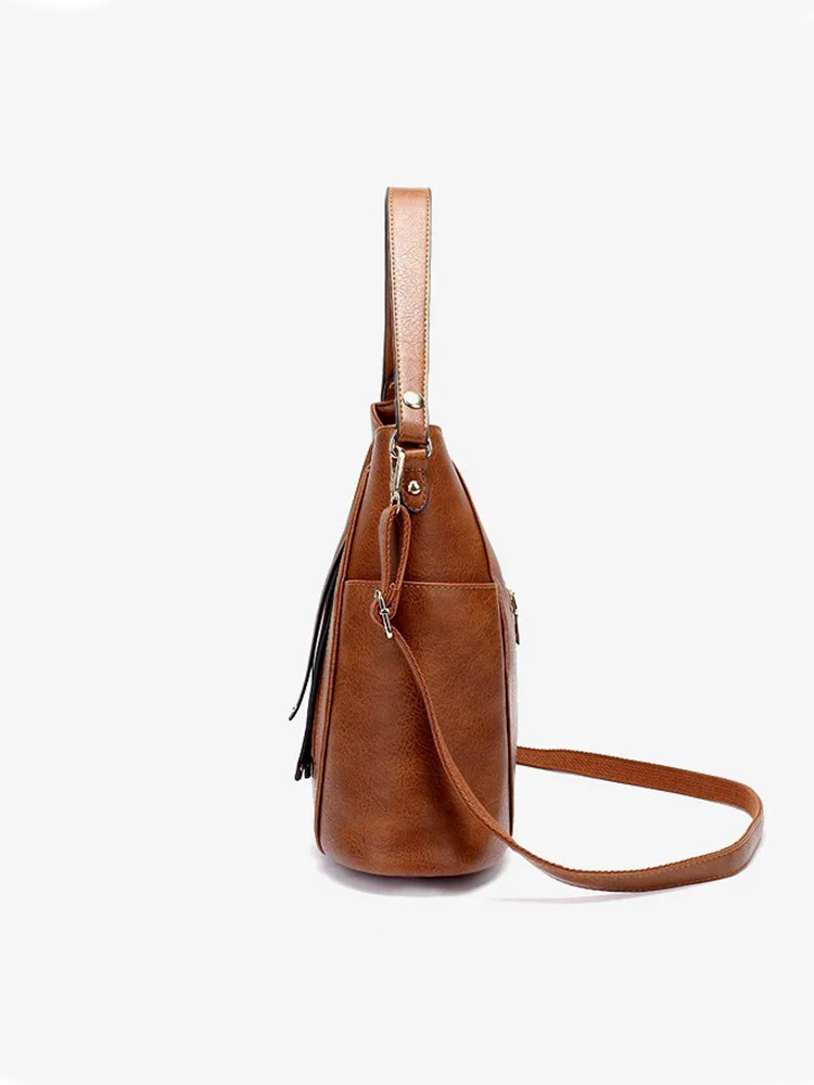 Renée Large leather shoulder bag for ladies | Retro Handbag | Shopper-Elly Rose