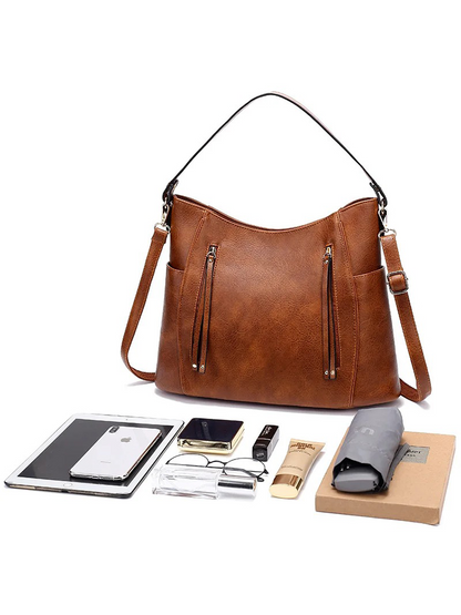 Renée Large leather shoulder bag for ladies | Retro Handbag | Shopper-Elly Rose