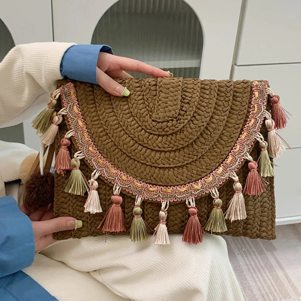 Melina - Retro shoulder bag with pompom-Elly Rose