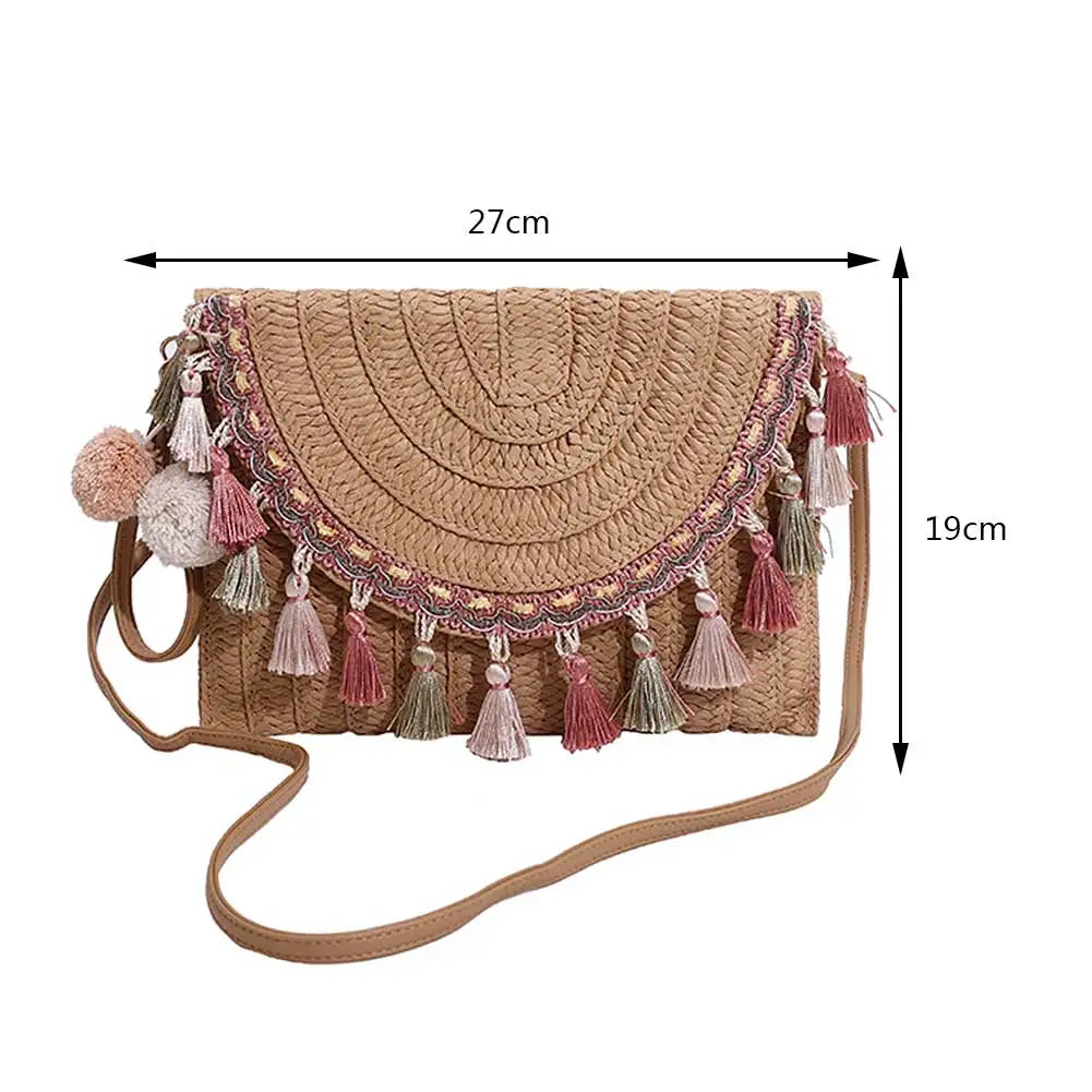 Melina - Retro shoulder bag with pompom-Elly Rose