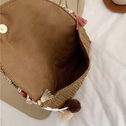 Melina - Retro shoulder bag with pompom-Elly Rose