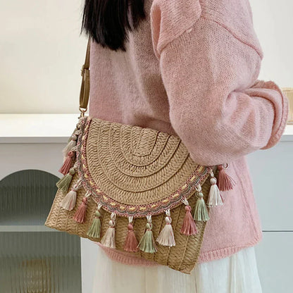 Melina - Retro shoulder bag with pompom-Elly Rose