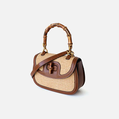 Cognac Bamboo Elegance handbag-Elly Rose