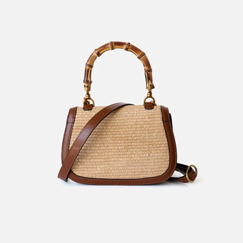 Cognac Bamboo Elegance handbag-Elly Rose