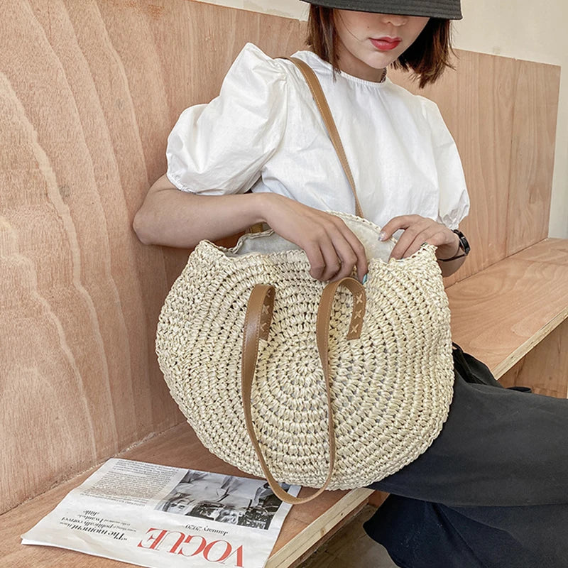 Zoë | Elegant and multifunctional handmade straw bag-Elly Rose