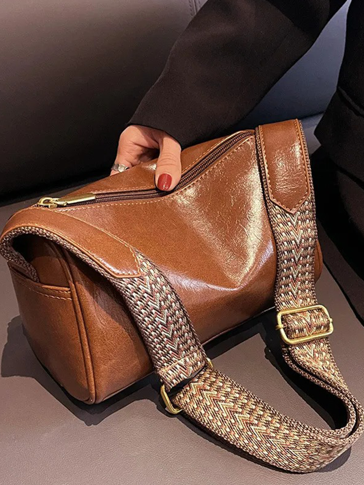 Sabrina Vintage Leather Shoulder Bag | Handbag | Crossbody Shopper-Elly Rose