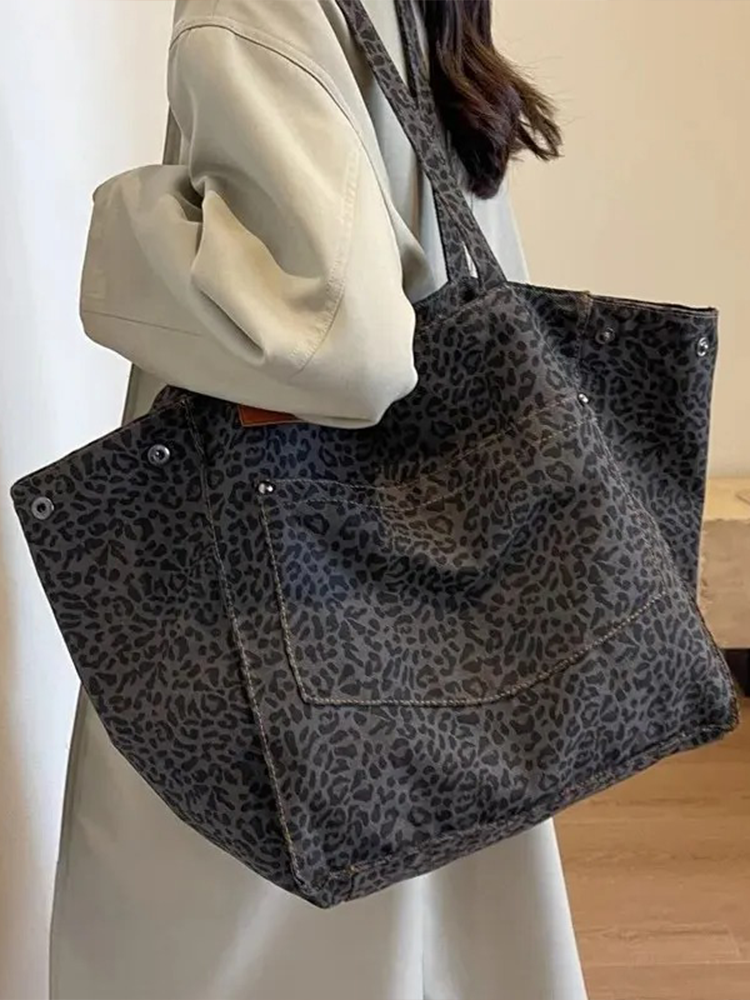 Sanne Leopard Print Shoudertas | Shopper | Handbag Dark Brown-Elly Rose