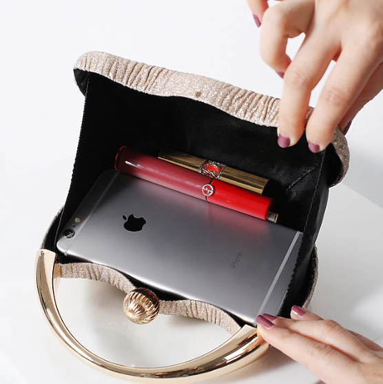 Chic clutch bag with metal handle - Leighton-Elly Rose