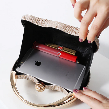 Chic clutch bag with metal handle - Leighton-Elly Rose