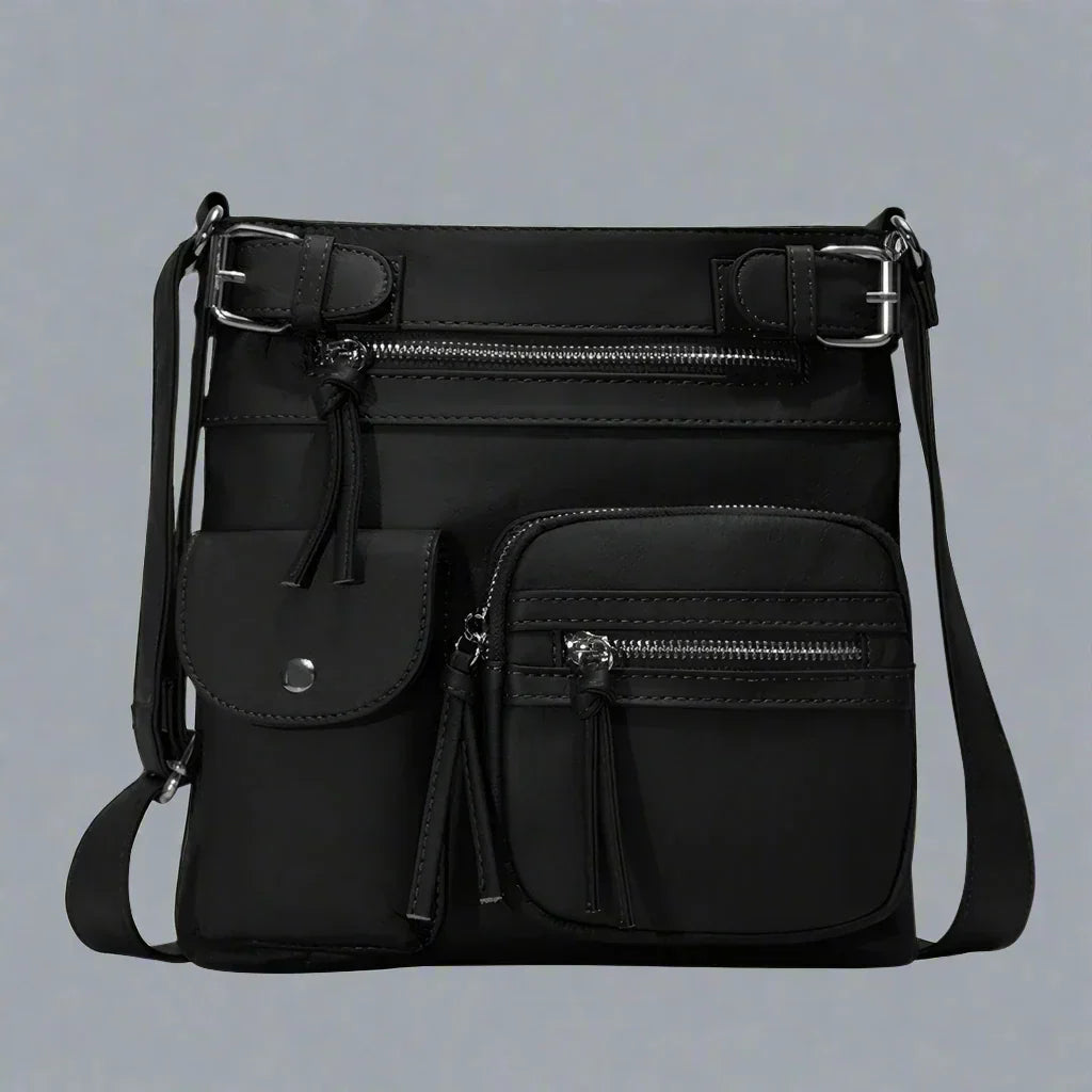 Zara | Soft leather shoulder bag with multiple compartments.-Elly Rose
