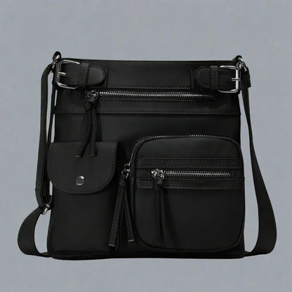 Zara | Soft leather shoulder bag with multiple compartments.-Elly Rose