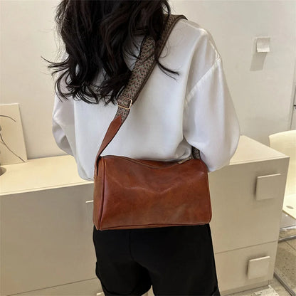 Trine | Vintage Leather Crossbody Bag with Woven Adjustable Strap-Elly Rose