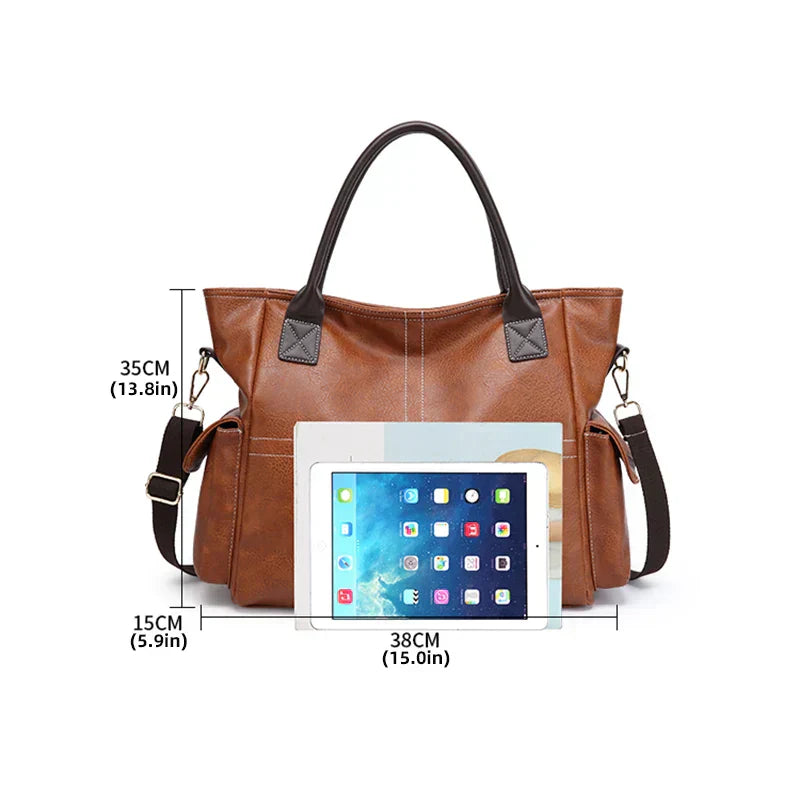 Svala | Large leather tote bag-Elly Rose