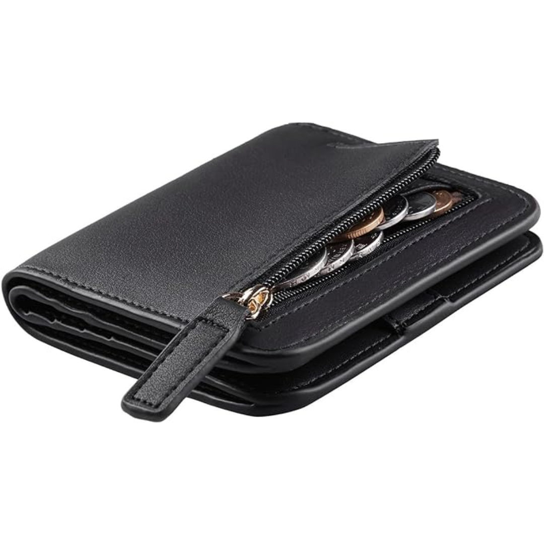 Deluxe leather compact wallet for ladies with RFID blocking - Elvira-Elly Rose