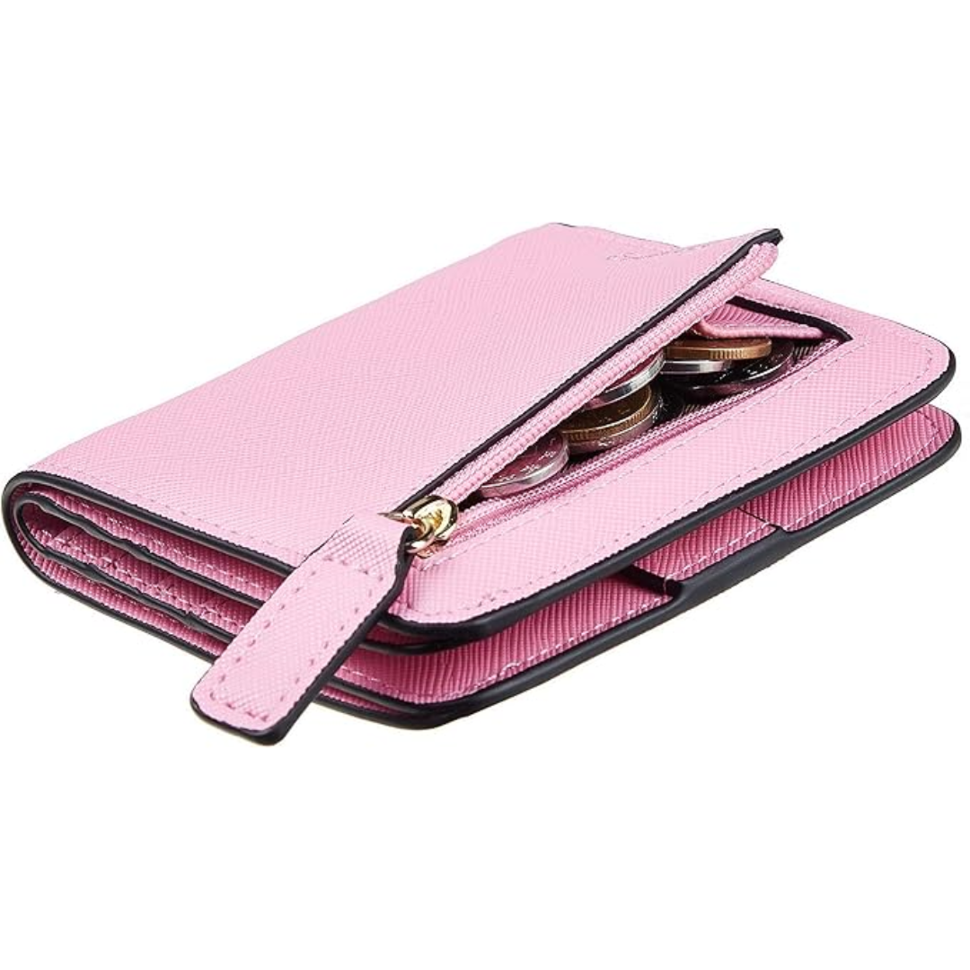 Deluxe leather compact wallet for ladies with RFID blocking - Elvira-Elly Rose