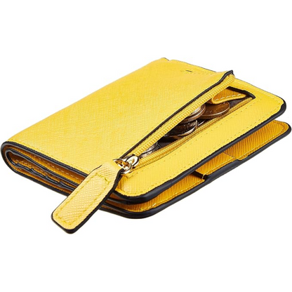 Deluxe leather compact wallet for ladies with RFID blocking - Elvira-Elly Rose