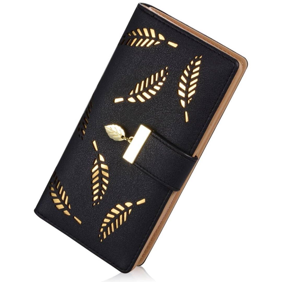 Leather wallet with long leaves - Leanne-Elly Rose