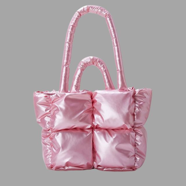 Enna - Stamp-shaped metal carrier bag with gathered design-Elly Rose