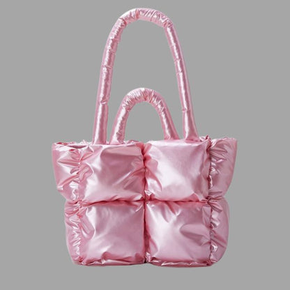 Enna - Stamp-shaped metal carrier bag with gathered design-Elly Rose