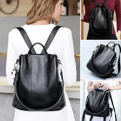 Antonia - Anti-Theft Leather Backpack-Elly Rose